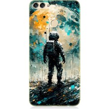 Teknomeg Huawei P Smart Uyumlu Ayda Astronot  Desenli Silikon Kılıf