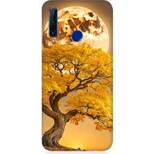 Teknomeg Huawei Honor 20 Lite Uyumlu Altın Ağaç  Desenli Silikon Kılıf