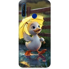 Teknomeg Huawei Honor 20 Lite Uyumlu Şemsiye Ördek  Desenli Silikon Kılıf