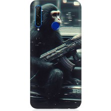 Teknomeg Huawei Honor 20 Lite Uyumlu Silahlı Şempanze  Desenli Silikon Kılıf