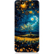 Teknomeg Huawei Y7 2018 Uyumlu Yıldızlı Gece  Desenli Silikon Kılıf