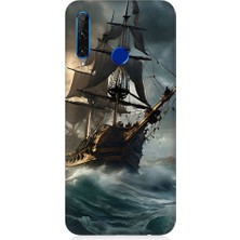 Teknomeg Huawei Honor 20 Lite Uyumlu Yelkenli Gemi  Desenli Silikon Kılıf