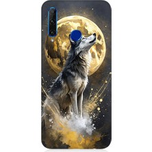 Teknomeg Huawei Honor 20 Lite Uyumlu Kurt ve Ay  Desenli Silikon Kılıf