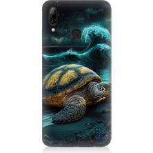 Teknomeg Huawei P Smart 2019 Uyumlu Deniz Kaplumbağası  Desenli Silikon Kılıf