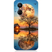 Teknomeg Huawei Nova 10 Se Uyumlu Ay ve Göl  Desenli Silikon Kılıf