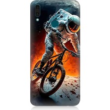 Teknomeg Huawei Y7 2018 Uyumlu Uzayda Bisiklet  Desenli Silikon Kılıf