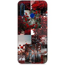 Teknomeg Huawei Honor 20 Lite Uyumlu Kırmızı Orman  Desenli Silikon Kılıf
