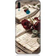 Teknomeg Huawei Y7 2018 Uyumlu Mektup ve Güller  Desenli Silikon Kılıf