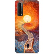 Teknomeg Huawei P Smart 2021 Uyumlu Işıklı Yol  Desenli Silikon Kılıf