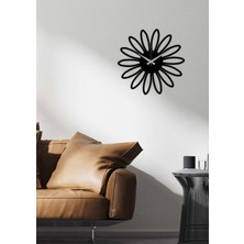Artroya Papatya Metal Duvar Saati   -Ev Dekorasyon - 40 X 40 - Cm - Siyah - Clock-014