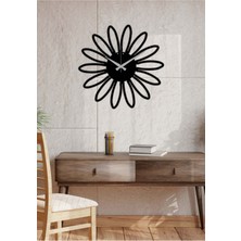 Artroya Papatya Metal Duvar Saati   -Ev Dekorasyon - 40 X 40 - Cm - Siyah - Clock-014