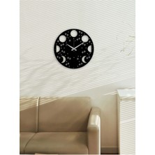 Artroya Gecenin Gölgesi Metal Duvar Saati -Ev Dekorasyon - 50 X 50 - Cm - Siyah - Clock-023