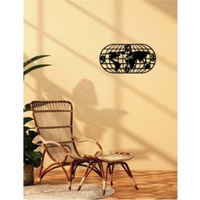 Artroya Dünya Haritası Metal Duvar Saati   -Ev Dekorasyon - 100 X 52 - Cm - Siyah - Clock-105