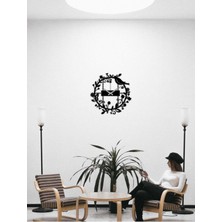 Artroya Kuşludal Metal Duvar Saati -Ev Dekorasyon - 51 X 51 - Cm - Siyah - Clock-028