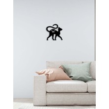 Artroya Lady Cat Metal Duvar Saati -Ev Dekorasyon - 30 X 30 - Cm - Siyah - Clock-203