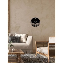 Artroya Piano Metal Duvar Saati -Ev Dekorasyon - 42 X 42 - Cm - Siyah - Clock-191