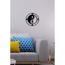 Artroya Yin Yang Metal Duvar Saati -Ev Dekorasyon - 50 X 50 - Cm - Siyah - Clock-263