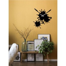 Artroya Fırça Darbesi Metal Duvar Saati -Ev Dekorasyon - 37 X 40 - Cm - Siyah - Clock-059
