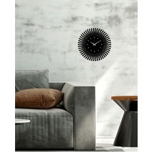 Artroya Güneş Metal Duvar Saati -Ev Dekorasyon - 50 X 50 - Cm - Siyah - Clock-158