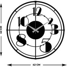 Artroya Atom Katmanı Metal Duvar Saati -Ev Dekorasyon - 42 X 42 - Cm - Siyah - Clock-214