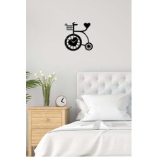 Artroya Retro Heart Bike Metal Duvar Saati -Ev Dekorasyon - 60 X 58 - Cm - Siyah - Clock-253