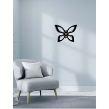 Artroya Butterfly Metal Duvar Saati -Ev Dekorasyon - 35 X 45 - Cm - Siyah - Clock-235