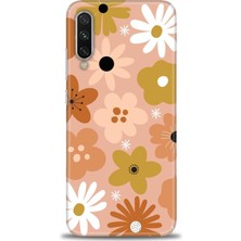 Xiaomi Mi A3 Kılıf Hd Baskılı Kılıf - Kahveli Çiçekler + 9h Nano Ekran Koruyucu