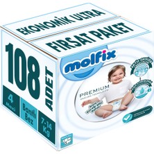 Molfix Premium Bebek Bezi Beden:4 (7-14kg) Maxi 108 Adet Ekonomik Ultra Fırsat Pk