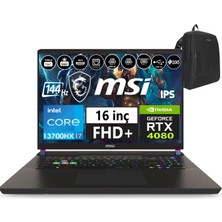 Msı Nb Vector 16 Hx Intel I7 13700HX 24GB Ddr5 1tb SSD 12GB/RTX4080 175W WINDOWS11HOME 16" 144Hz Fhd+ Taşınabilir Bilgisayar VİCTUSA1YU5E22+WEBLEGELSINÇANTA