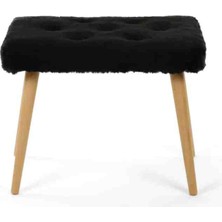 Beylerbeyi Ahşap Ayaklı Tedy Kumaş Dekoratif Puf Bench Makyaj Sandalyesi Oval