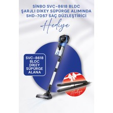 Sinbo SVC-8618 Bldc Motorlu Dikey Kablosuz Şarjlı LED Aydınlatmalı Süpürge + Sinbo SHD-7057 SAÇ DÜZLEŞTİRİCİ HEDİYE