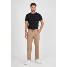 TheSeason Erkek Bej Renk Beli Lastikli Kaliteli Rahat Kesim Jogger Pantolon