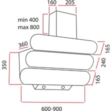 Alveus Mod Mrc 3008 Siyah Dokunmatik Cam Davlumbaz