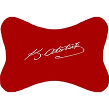 1Araba 1Ev 2'li Set Atatürk Imza Baskılı Ortopedik Oto Boyun Yastığı