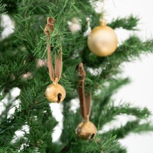 Beige & Stone X Den.Interiors Yılbaşı Ağaç Süsü Boz Yeşil Küçük Gold Top Çan