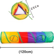 Coco Pet Kedi Tüneli Düz Katlanabilir Kedi Renkli Kedi Tüneli Rainbow Kedi Oyuncağı 120 cm