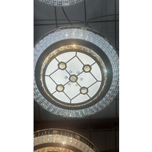 Deniz Işık Evi 40CM Çapında Kristal Taşlı Üç Renk Plafonyer LED Avize
