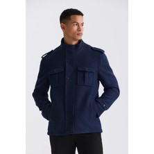 Jakamen Lacivert Slim Fit Hakim Yaka Erkek Kaban
