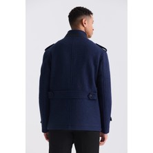Jakamen Lacivert Slim Fit Hakim Yaka Erkek Kaban