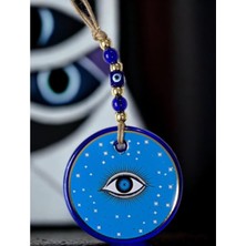 Açık Mavi Yıldız Işlemeli Göz Model Duvar Süsü Nazar Boncuklu Duvar Dekoru