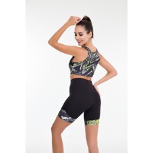 Lady Siyah Yeşil Şortlu Sporcu Takım