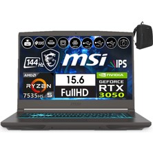 Msı Nb Thın A15 Ryzen 5 7535HS 64GB Ddr5 4tb SSD 6GB/RTX3050 WINDOWS11PRO 15.6" 144Hz Fhd IPS Taşınabilir Bilgisayar B7UC-077XTRW56+WEBLEGELSINÇANTA