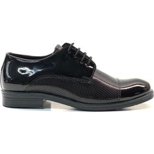 Tuğba Ortopedi 3021 Klasik Ayakkabı Siyah Rugan Erkek Çocuk İçin Kısa Topuklu