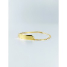 Ricco Jewellery 14  K Gold Kaplama 925 Ayar Gümüş El Işi Tasarım Plaka Bileklik