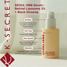 Ksecret Seoul 1988 Serum: Retinal Liposome 2% + Black Ginseng, 30ML-GINGSENG ve Retinal Içeren Serum