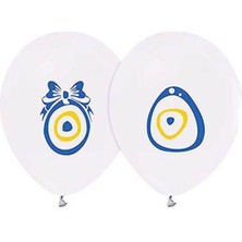 Parti Dükkanım Nazar Boncuklu Balon Beyaz (10 adet)