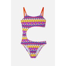 Ayyıldız 4951 Mor Desenli Kız Çocuk Mayokini