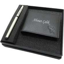 Signator Kişiye Özel Cüzdan Ve Kalem Seti | Scrikss Kalem + Deri & El Işciliği Cüzdan Seti | Isme Özel Hediyelik Set