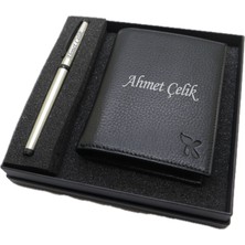 Signator Kişiye Özel Cüzdan Ve Kalem Seti | Scrikss Kalem + Deri & El Işciliği Cüzdan Seti | Hediyelik Set