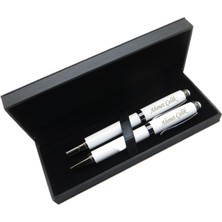 Signator® M465 Titanyum Beyaz Kalem Seti - Roller Kalem + Tükenmez Kalem | Isme Özel Kalem | Hediyelik Kalem